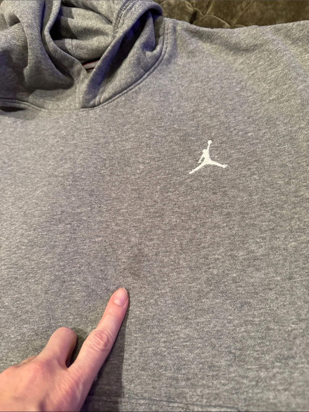 Jordan Heather Gray Pullover Hoodie with White Jumpman
